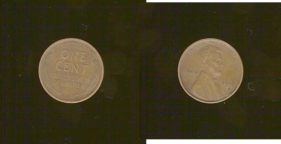 USA 1 cent "wheat" 1910S gVF
